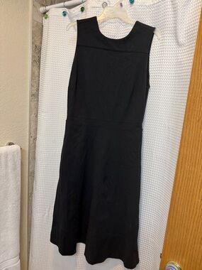 Lands' End Black Sleeveless Midi A-Line Dress